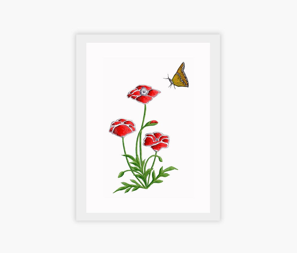 Kannika Art Poppy & Butterfly | Art Print