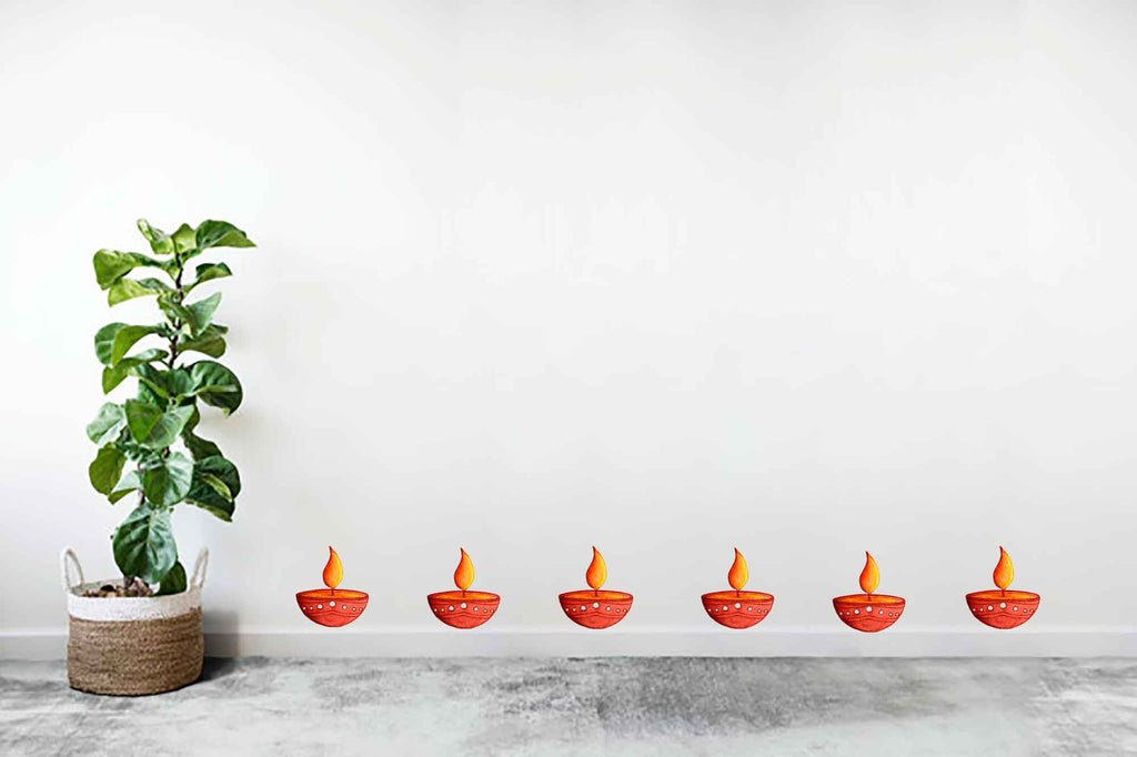 Kannika Art Diwali Decor Diyas - Brown | Easy Decal