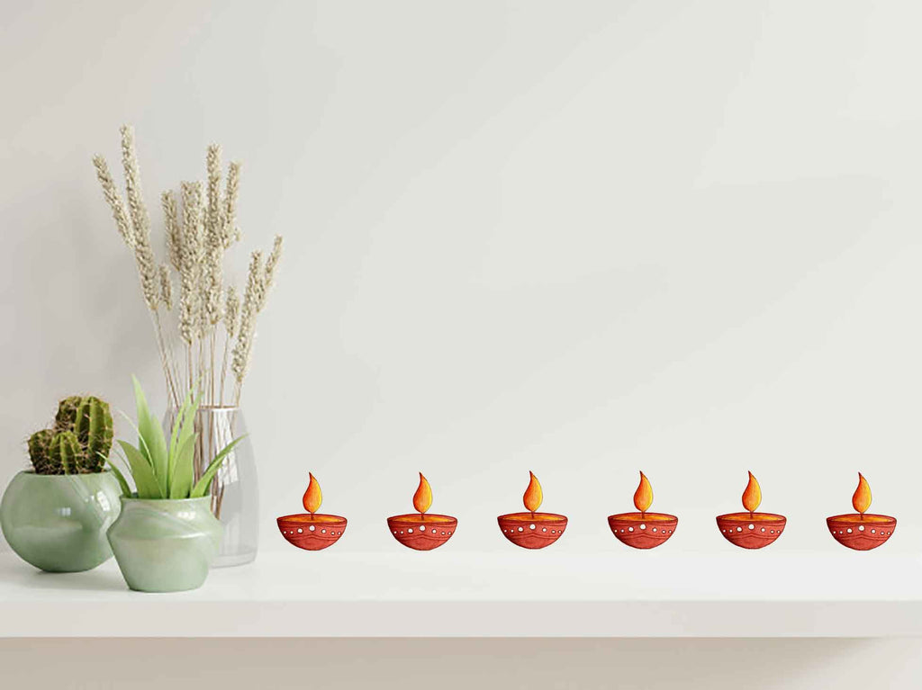 Kannika Art Diwali Decor Diyas - Brown | Easy Decal